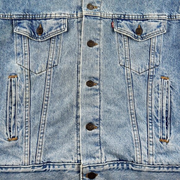 VTG 80s Levi's Mens L Type III Trucker Jacket Aztec Blanket Lined USA Made 70417 - Picture 8 of 14